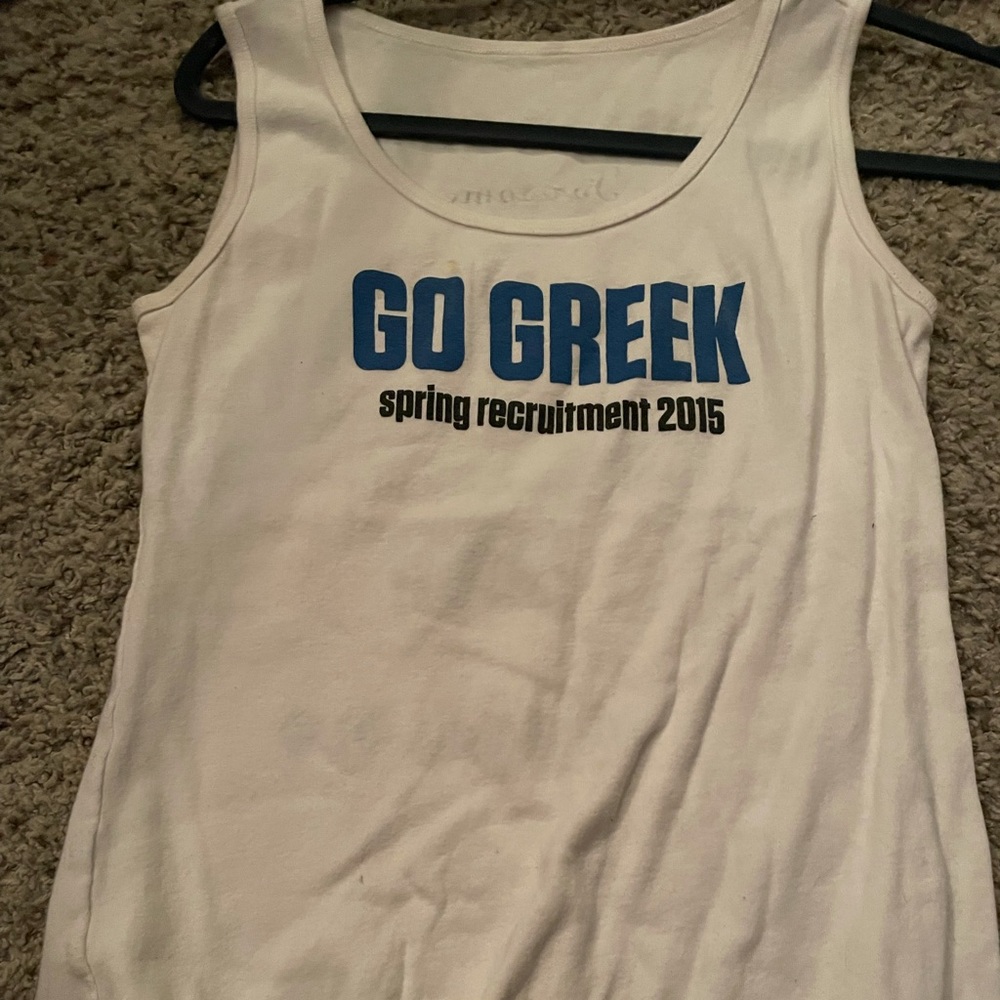 Go greek simple white tank